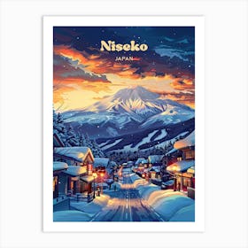 Niseko Japan Skiing Art Illustration Art Print