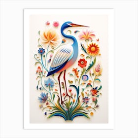 Scandinavian Bird Illustration Egret 2 Art Print