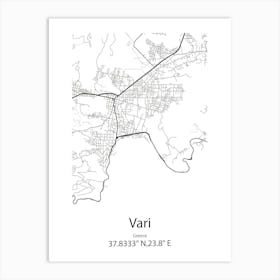 Vari,Greece Minimalist Map Art Print