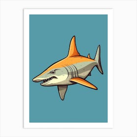 A Great Hammerhead Shark In A Vintage Cartoon Style 4 Art Print