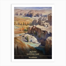 Altyn National Park Kazakhstan Watercolour 1 Art Print