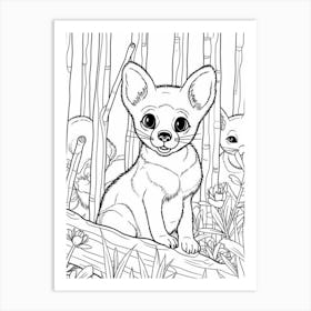 Line Art Jungle Animal Puma 1 Art Print