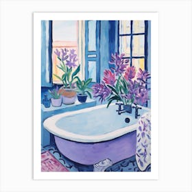 A Bathtube Full Lavender In A Bathroom 2 Art Print