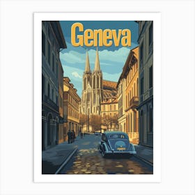 Aihrgdesign A Retro Travel Poster For Geneva 1 Art Print