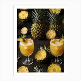 Tropical Cocktail With Pineapples Art Print