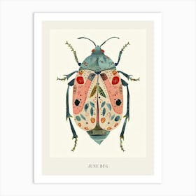 Colourful Insect Illustration June Bug 14 Poster Art Print