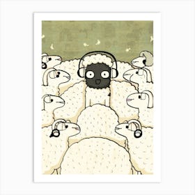 Sheep With Headphones 5 Art Print
