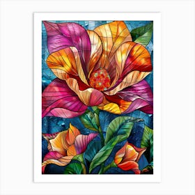 Colorful Stained Glass Flowers 5 Art Print