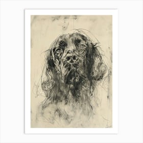 Sussex Spaniel Dog Charcoal Line 2 Art Print