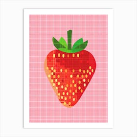 Strawberry Pixel Art Art Print