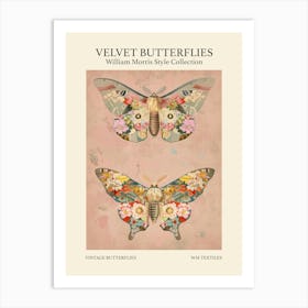 Velvet Butterflies Collection Vintage Butterflies William Morris Style 3 Art Print