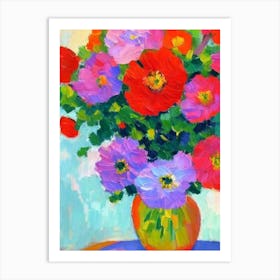 Anemone Floral Abstract Block Colour Flower Art Print