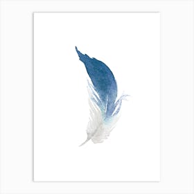 Watercolor illustration 'Blue Feather' No 105B Art Print