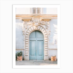 Baby Blue Trastevere Door In Rome Art Print