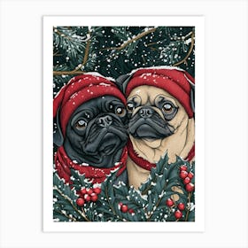 Christmas Pugs 5 Art Print