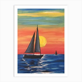 Sailboats At Sunset Art Print