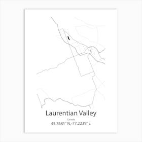 Laurentian Valley,Canada Minimalist Map Art Print