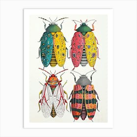 Colourful Insect Illustration Whitefly 4 Art Print