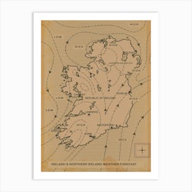 Weather Map Of Ireland & Northern Ireland Art Print