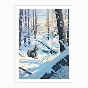 Winter Gray Squirrel 2 Illustration Art Print