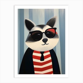 Little Raccoon Wearing Sunglasses Art Print