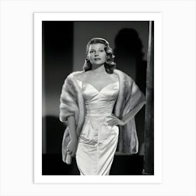 Rita Hayworth Iconic Studio Glamour Portrait Wearing Fur Coat Circa 1946 Art Print