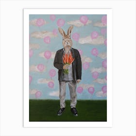 Rabbit With Balloons Art Print