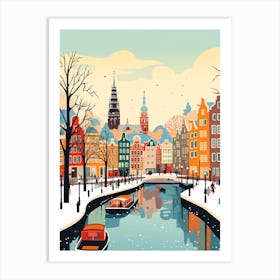 Retro Winter Illustration Amsterdam Netherlands 1 Art Print
