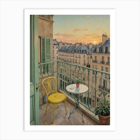 Paris Balcony at Sunset Art Print