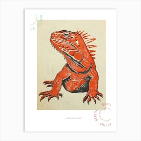 Red Rhinoceros Iguana Bold Block 1 Poster Art Print