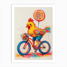 Chicken On A Bike Art Print