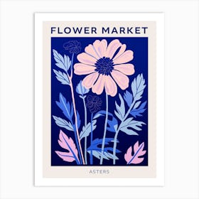 Blue Flower Market Poster Asters 3 Art Print