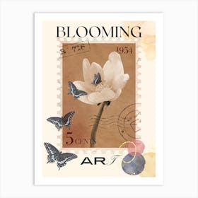 Bloem Vier Vlinders Art Print