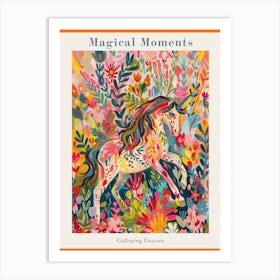 Floral Unicorn Galloping Fauvism Inspired 3 Poster Art Print