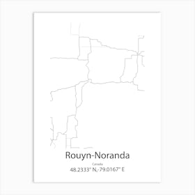 Rouyn Noranda,Canada Minimalist Map Art Print