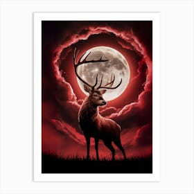 Deer In The Moonlight Art Print