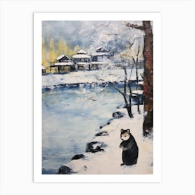 Vintage Winter Animal Painting Mouse 1 Art Print