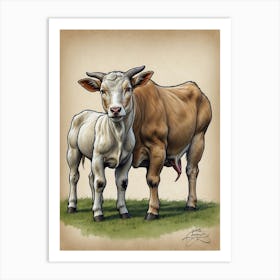 Cow And Calf Art Print