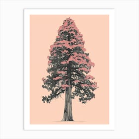 Redwood Tree Minimalistic Drawing 4 Art Print