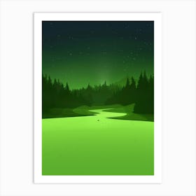 Green Forest At Night Art Print