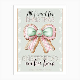 Christmas Gingerbread Bow Art Print