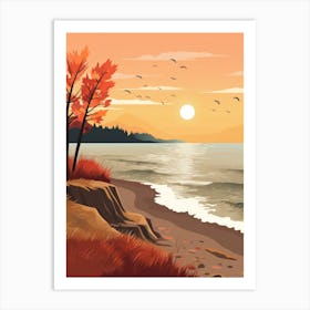 Autumn , Fall, Landscape, Inspired By National Park in the USA, Lake, Great Lakes, Boho, Beach, Minimalist Canvas Print, Travel Poster, Autumn Decor, Fall Decor 21 Art Print