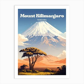 Mount Kilimanjaro Tanzania Africa Modern Travel Art Art Print