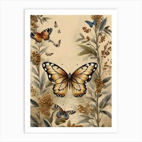 Luxury Butterfly Wall Art | Elegant Nature-Inspired Home Decor | Botanical Aesthetic Prints for Living Room & Bedroom Affiche