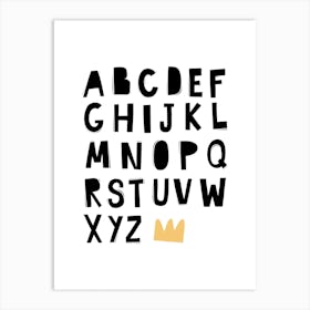 Abc Scandi Kids Alphabet With Crown Art Print