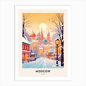 Vintage Winter Travel Poster Moscow Russia 2 Art Print