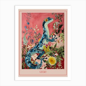 Floral Animal Painting Gecko 1 Poster Art Print