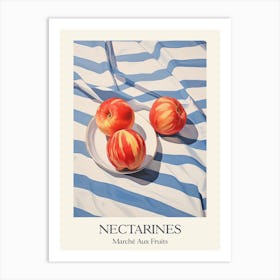 Marche Aux Fruits Nectarines Fruit Summer Illustration 3 Art Print