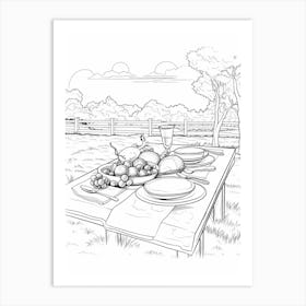 Line Art Inspired By The Luncheon On The Grass 2 Art Print