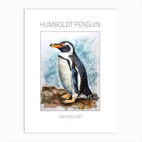 Humboldt Penguin Andrews Bay Watercolour Painting 2 Poster Art Print